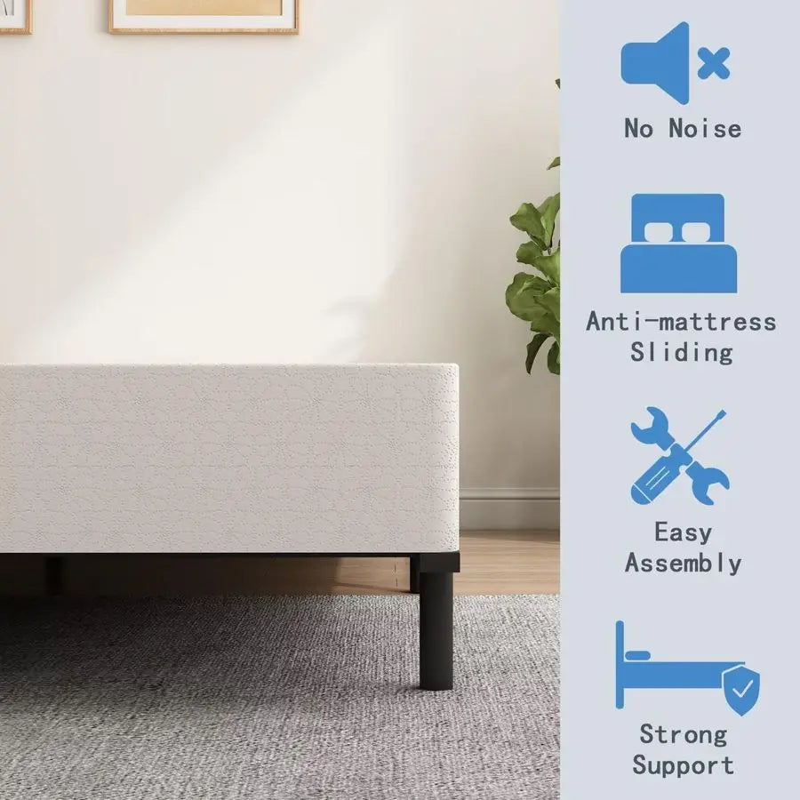 5 Inch California King Box Spring Bed Base, 3000 lbs Heavy Duty Metal Frame Mattress Foundation with Cover, Easy Assembly