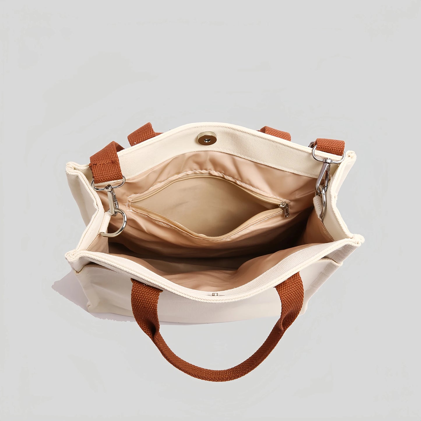 Women's Canvas Tote Bag - Large-capacity, lightweight, reusable eco-friendly shopping bag with adjustable crossbody straps-tan