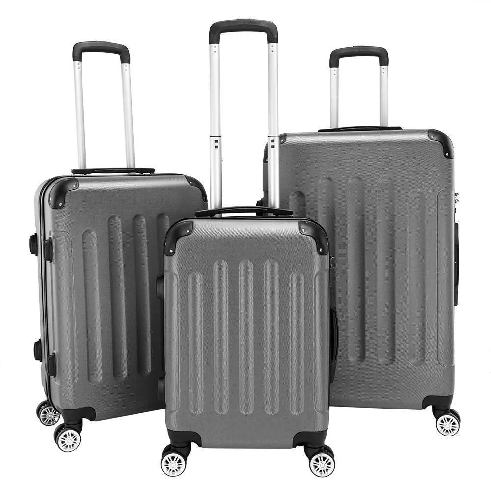 Lot 3 Luggage Set ABS Trolley Spinner 20"/24"/28" Suitcase Travel Organizer