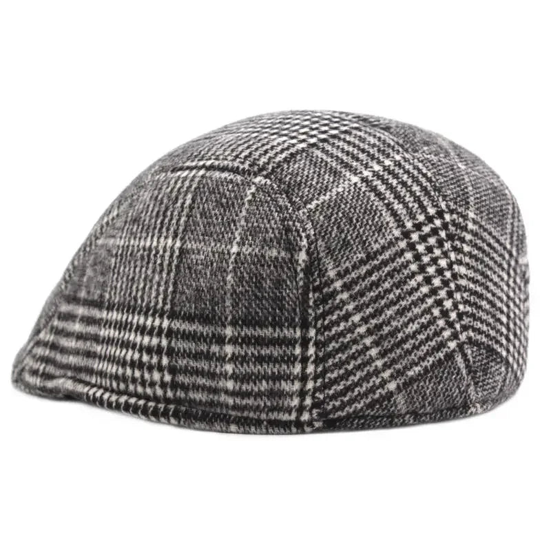 British Style  Autumn Winter Warm Gentleman Baseball Hat Berets Newsboy Painters Hat Plaid Wool Hat Unisex Cabbie Visor Flat Cap