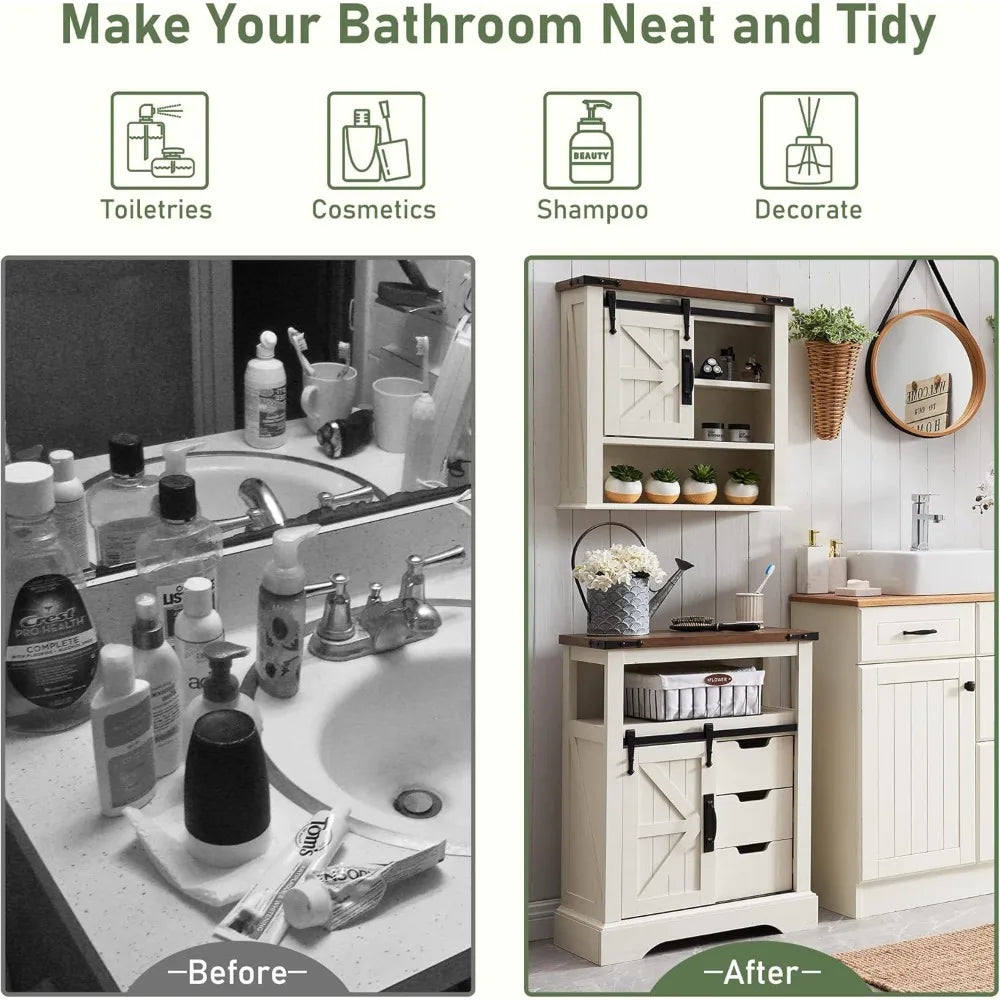 rustic sliding barn door medicine cabinet with adjustable shelves for wall-mounted bathroom storage