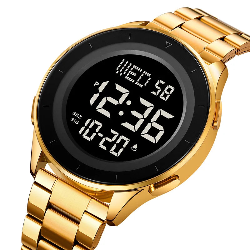 Skmei Dual Time Zone LED Digital Wristwatch Luxury Steeel Band 3Bar Waterproof Alarm Clock Mens Military Sports Bracelet Watches