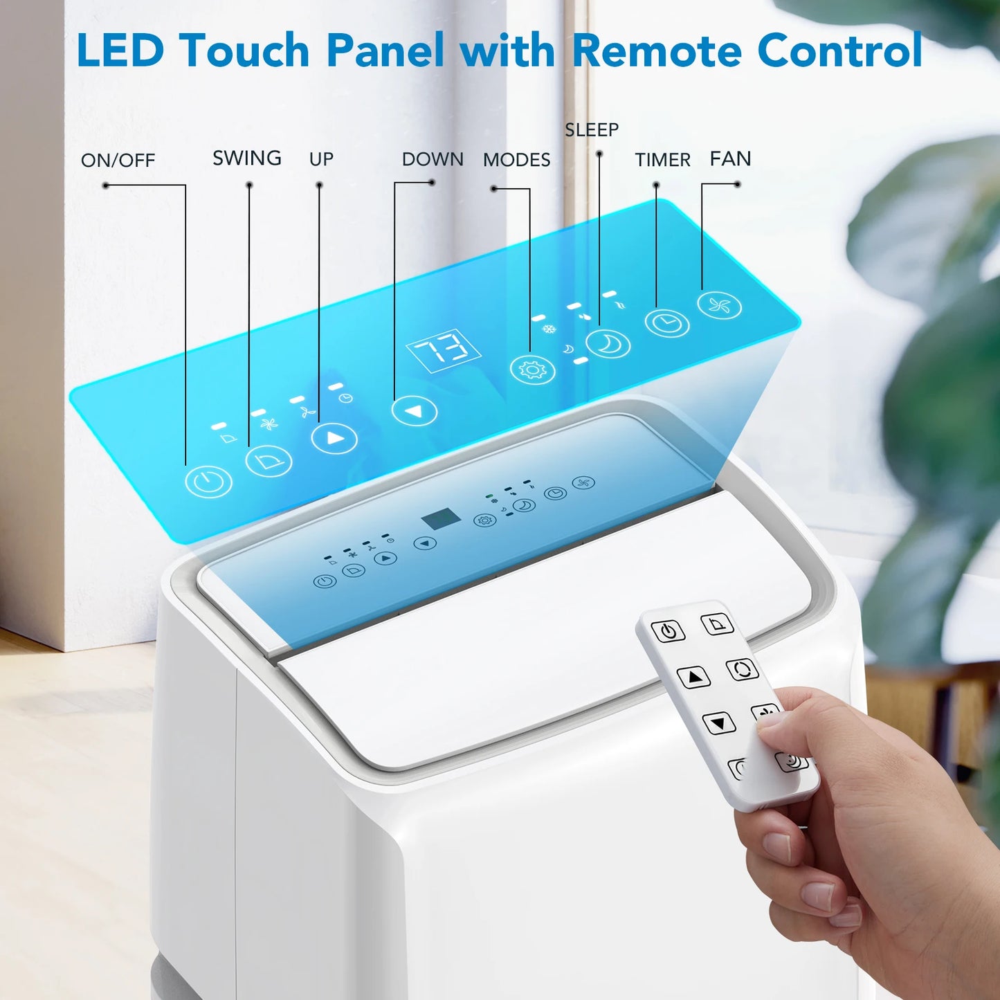 14,000 BTU Portable Air Conditioner - Quiet AC Unit Covers 750 Sq. Ft, 3 Fan Speeds, Dehumidifier Mode, Easy Install Window Kit