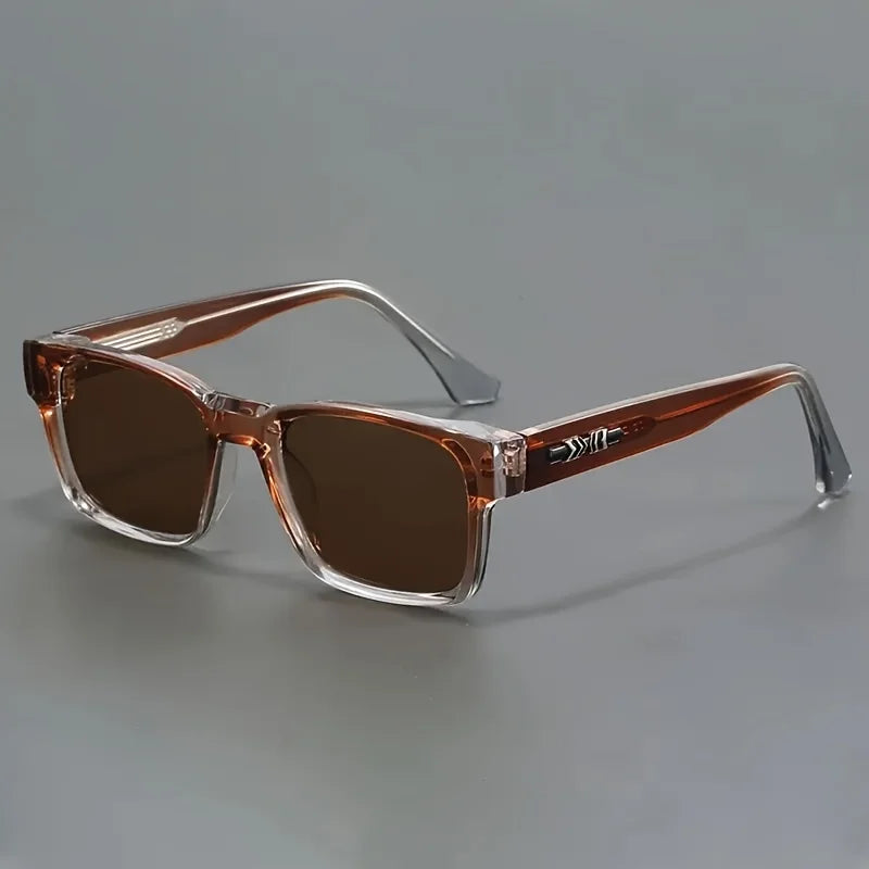 Fashionable Retro Square Black and Leopard Print Full Frame Anti-Uv Sunglasses for Men Japanese Simple Literary Style Shades