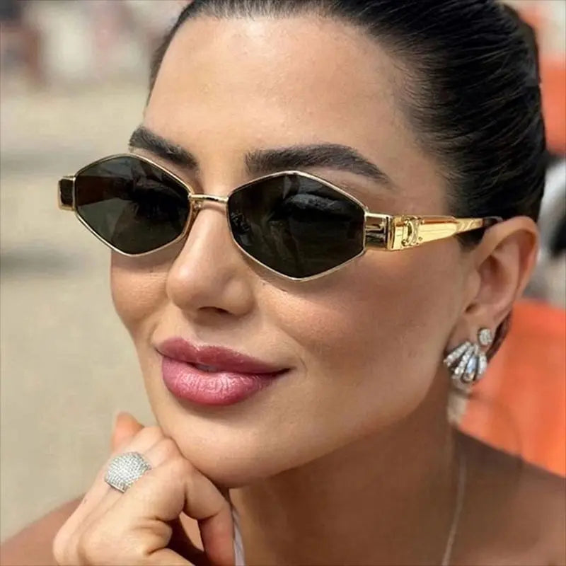 2025 New Arrival! Metal Sunglasses for Women - K-Style Trendy Small Frame, Photo-Ready Concave Design, UV400 Protection