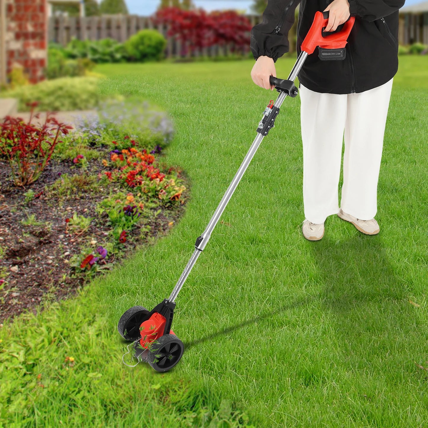 Cordless Weed Trimmer 21V Battery Powered Electric Lawn Mover Grass Cutting Machine Sweeper Care for Villa Home Garden Yard Tree