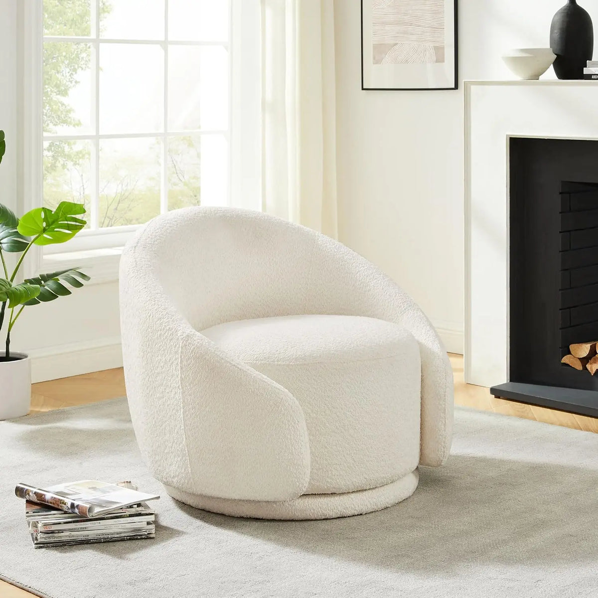 360 Degree Swivel Barrel Chair, Modern Living Room Chairs with Armrest Cozy Reading Chair for Adults, Small Space, LivingRoom