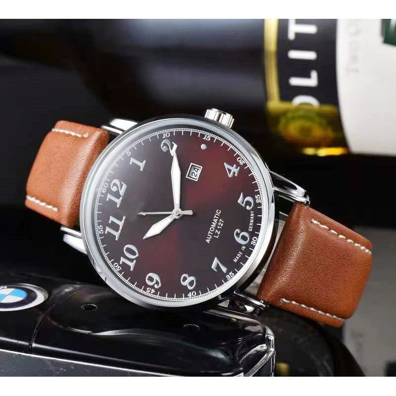 2025 Men's Business Watch - Genuine Leather, Sweep Second Quartz, Slim Analog for Office & Casual