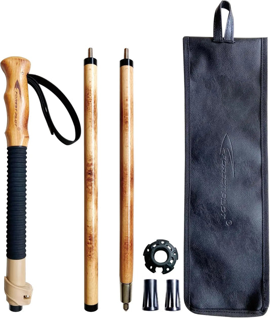 Trekking Poles - Adjustable Hiking Stick - Beech Wood Grip - Quick Adjust Flip-Lock - Leather Strap