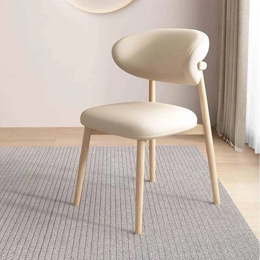 Cafe lounge chair, upholstered dining chair, curved back cushion, modern armless dining side chair