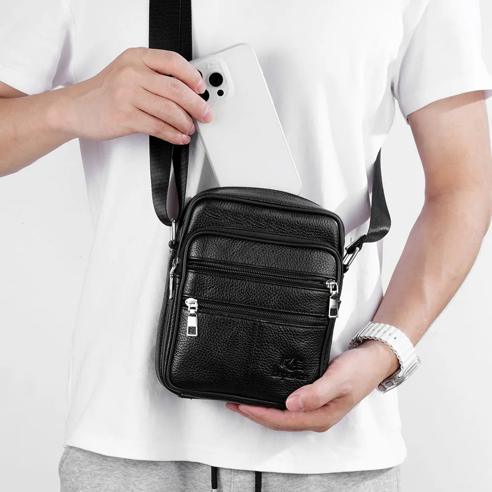 Men's Shoulder Bag Business Casual Vintage Messenger Bag High Quality Leather Men's Travel Shoulder Bag