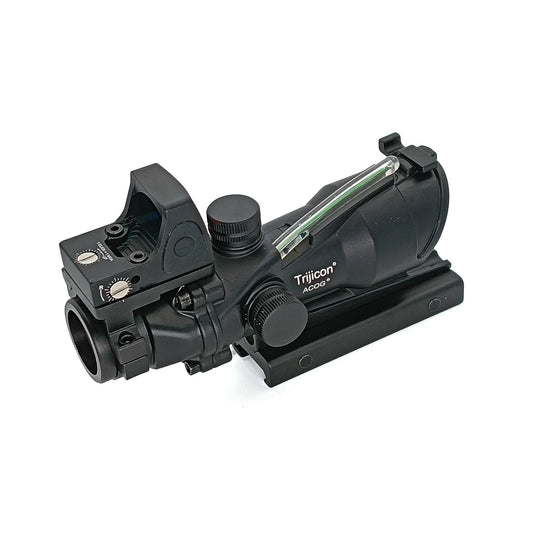 4X32 Scope with Red Dot True Fiber Optic Red and Green Dot Illumination Rifle Scope Etched Reticle Hunting Scope for 20mm Rail