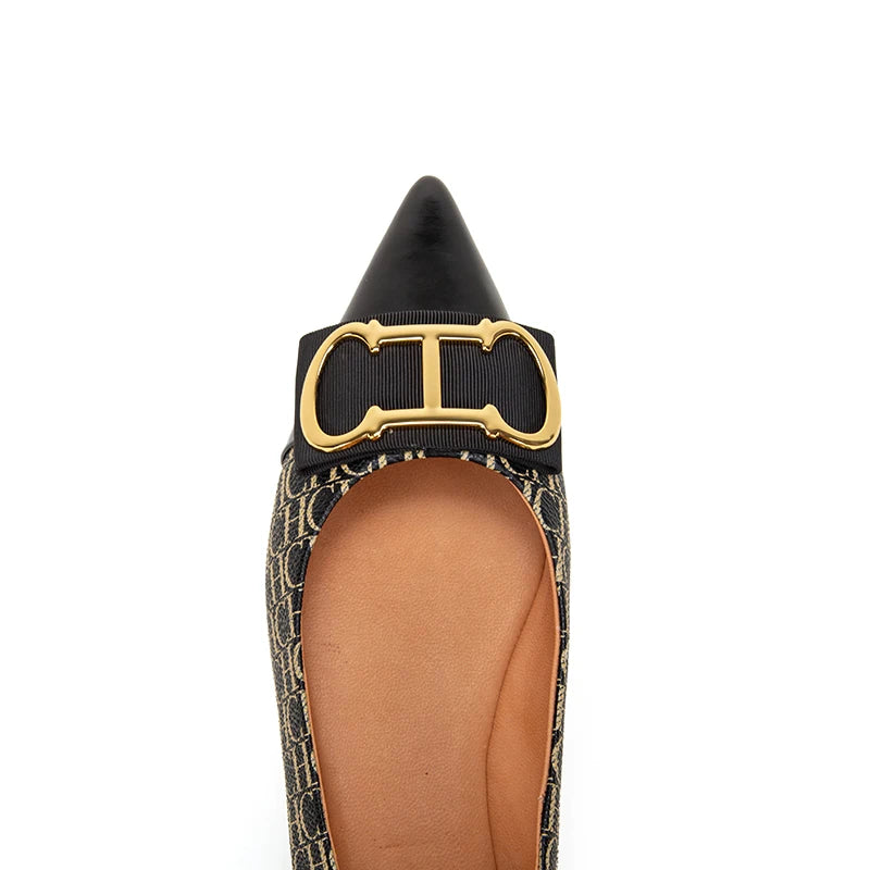 Alphabet Print Design Fashion New Women's Single Shoes Exquisite Versatile Retro Classic Women's Flat Shoes