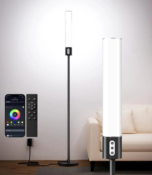 RGBICW Smart Floor Lamp, 1500Lumen, Music Sync, 16M Colors, Dimmable, Remote & App Control LED Lamp for Bedroom, Living Room