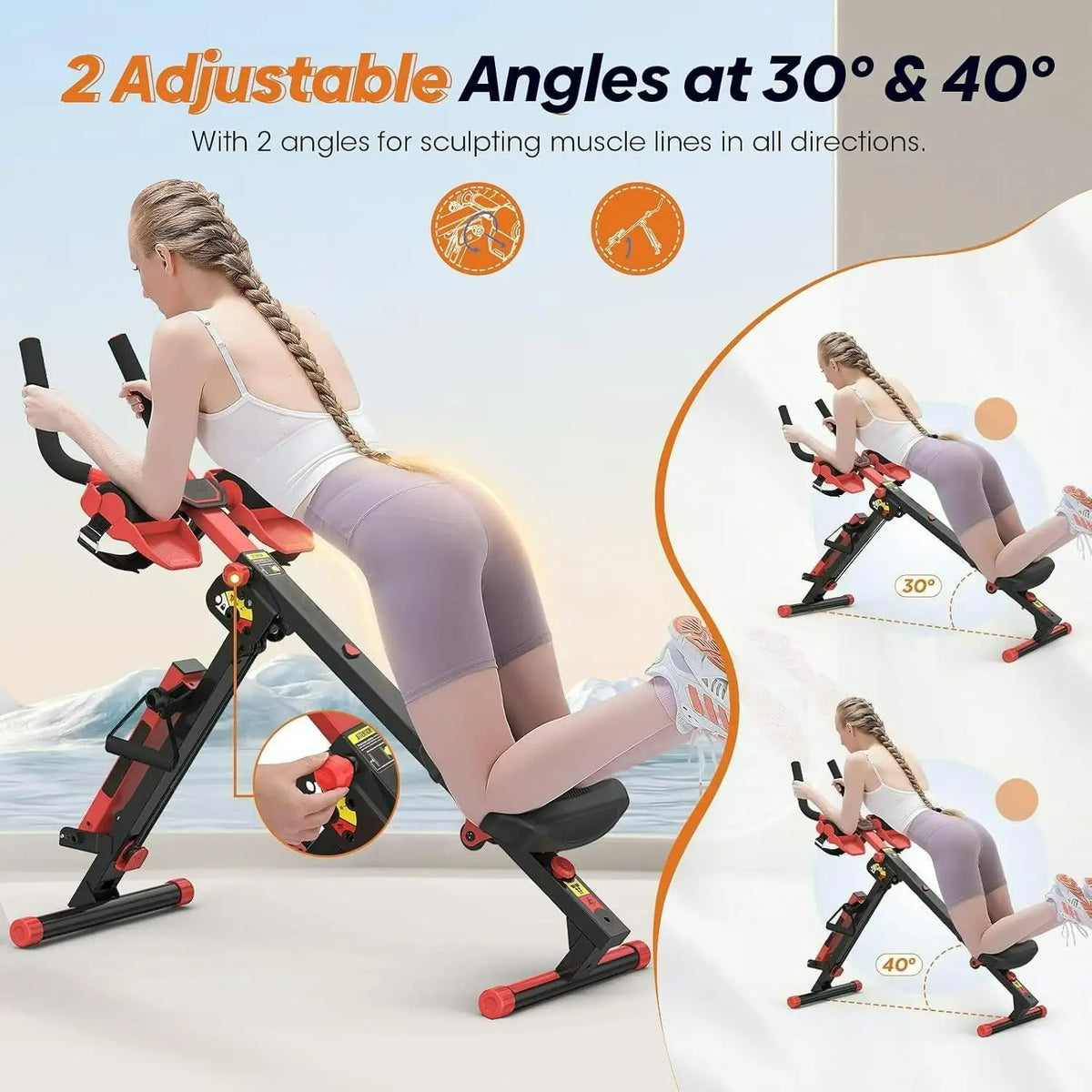 W_Rowing Machine, 4 in 1 Rowing and Ab Machine with 2 Levels of Workout Resistance, Quiet