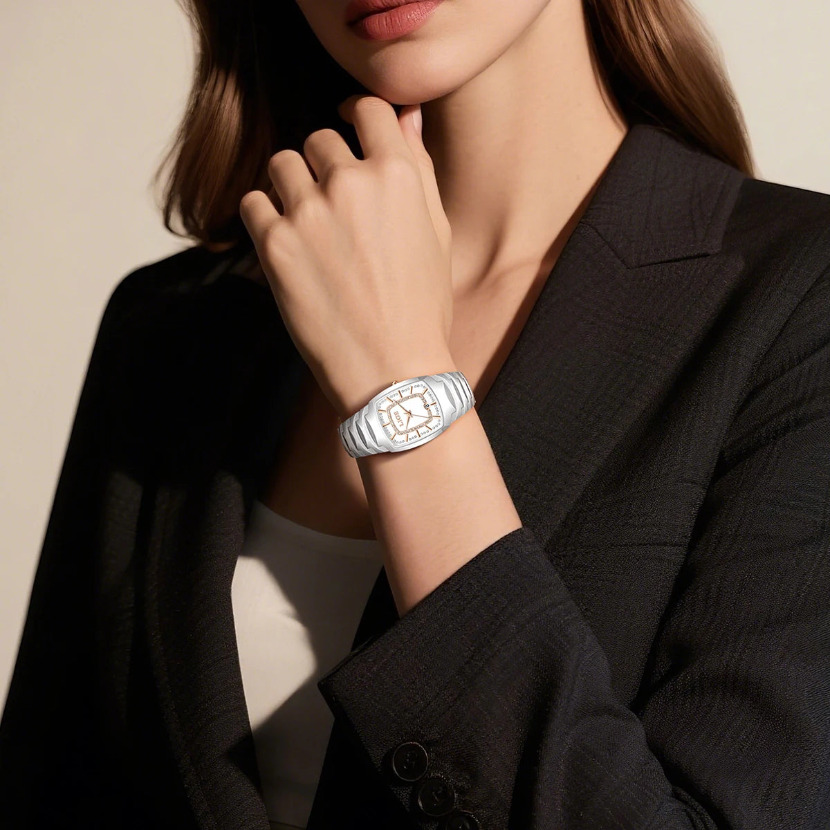 LIGE New Women Watches Creative Women Ceramic Bracelet Wrist Watches Ladies Square Waterproof Female