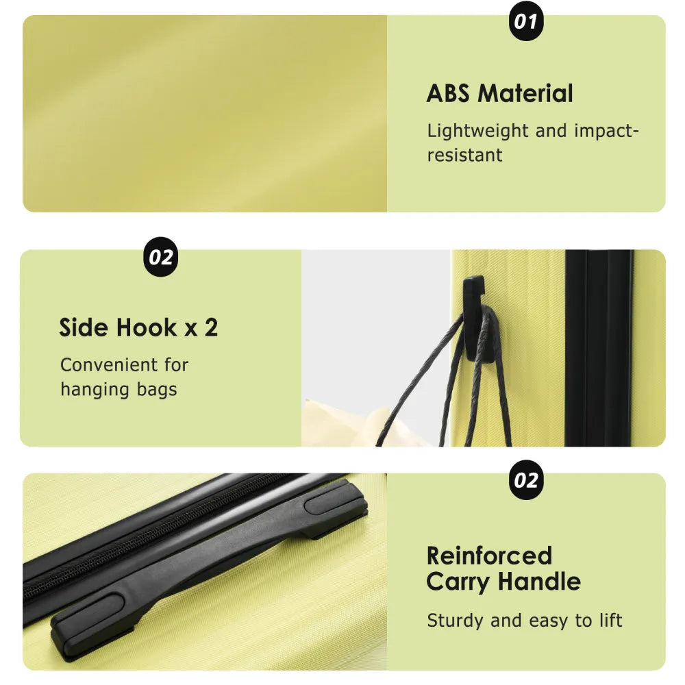 Luggage Set 3 Piece Durable ABS Suitcases with Spinner Wheels and TSA Lock, Carry-on & Checked Travel Luggage (20"/24"/28")