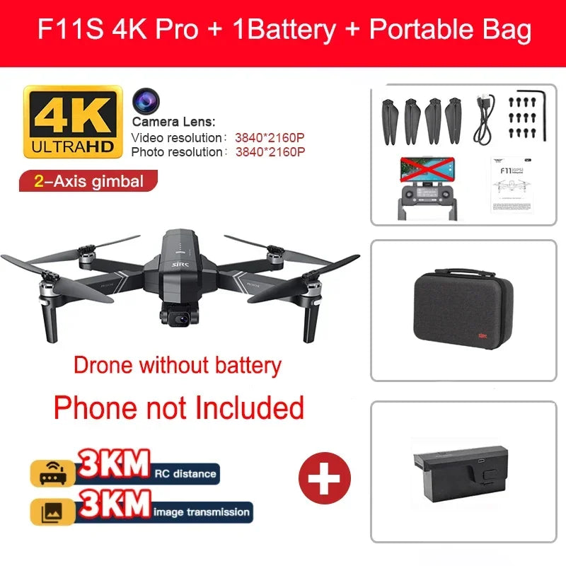 SJRC F11 Pro 4K F11s Pro 4K Camera Drone GPS 5G FPV HD 2 Axis Stabilized Gimbal EIS Professional Brushless Quadcopter RC Dron
