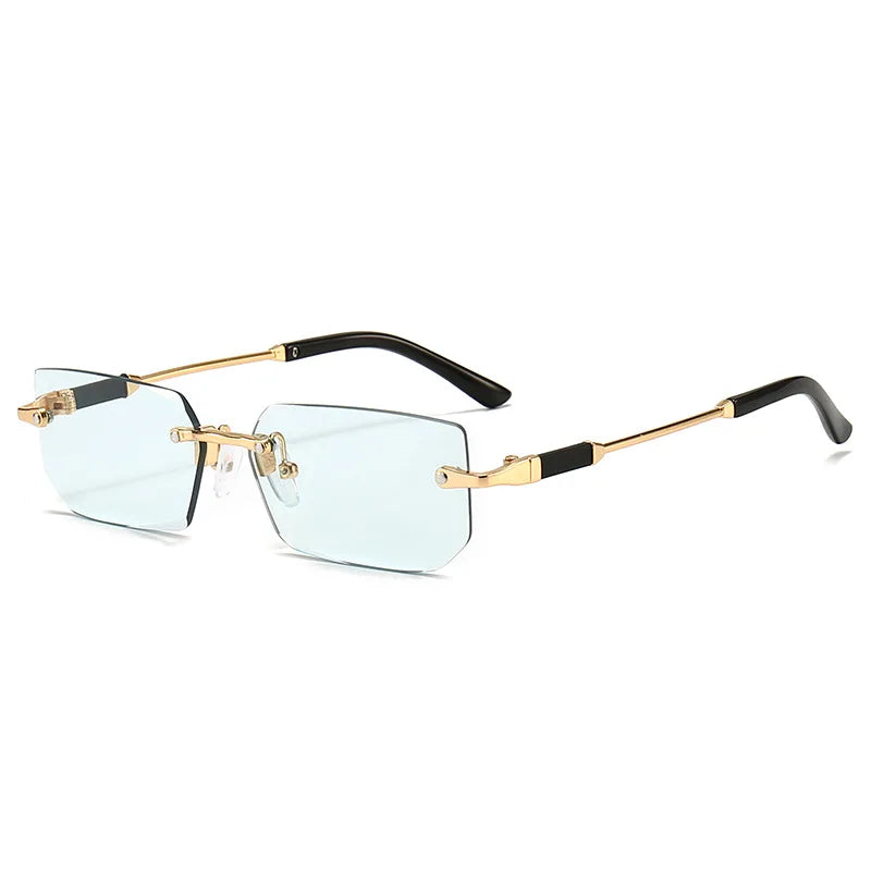 Fashion Rimless Rectangle Sunglasses Popular Women Men Shades Small Square Sun Glasses For Female Male Summer Traveling Oculos
