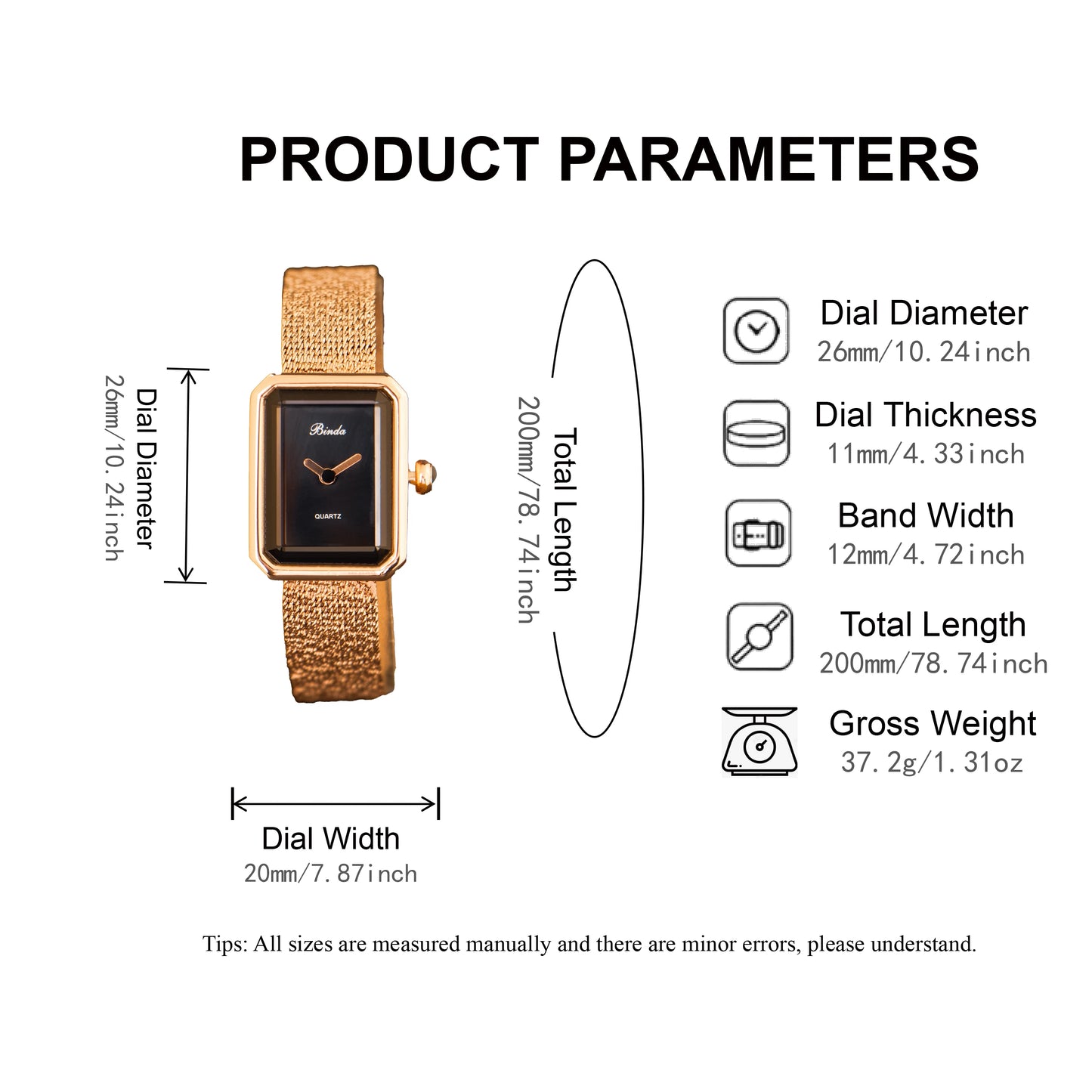 Women’s Luxury Quartz Watch – Gift Box, Zinc Alloy Case, Black Gem Crown, Stainless Steel Mesh Band, Daily & Business Wear