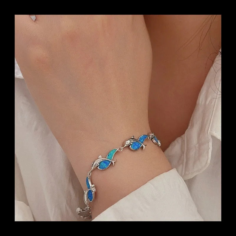 AliExpress S925 Sterling Silver Versatile Fashion Popular Simple Symphony Opal Irregular Bracelet