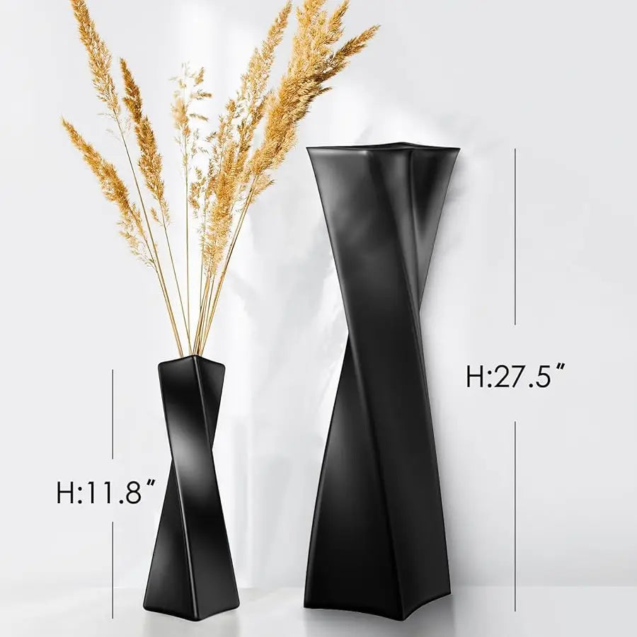 Black Tall Floor Vase 27.5in Resin Black Heart Shaped Vases Perfect for Dry or Faux Flowers Entryway Large Decorative Standing V