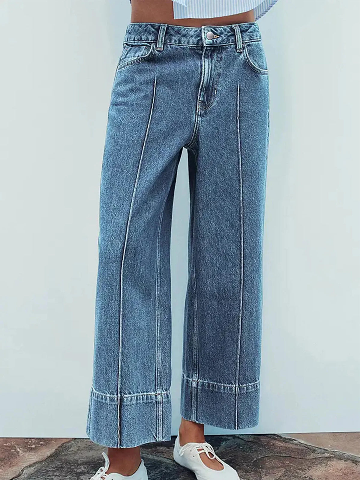 Women's casual straight-leg pants, women's straight-leg jeans, women's blue jeans, classic style, loose fit, autumn new arriv, s