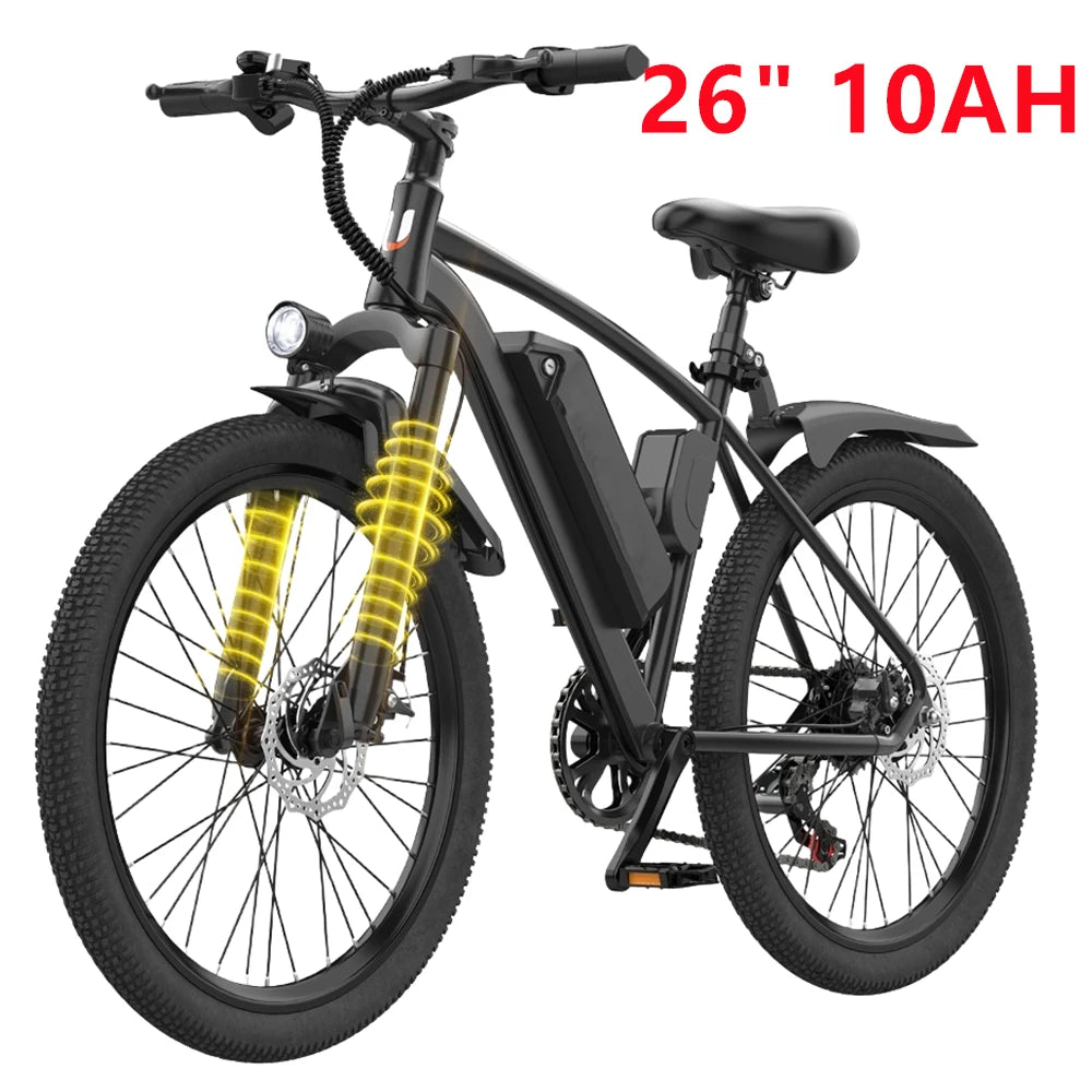 26" Electric Motorcycles E Bike For Adults, 650W Peak Motor Ebike 20Mph 30Miles 36V 10AH Adults Electric Mountain Bicycle