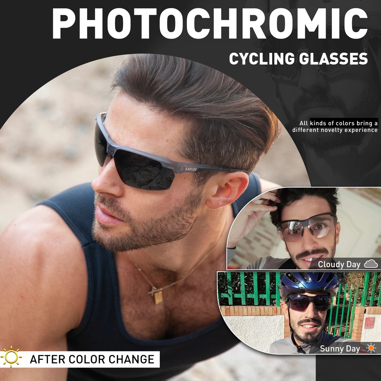 Men's Photochromic Sunglasses Fashion Luxury Sun Glasses for Driving Fishing Cycling Glasses Golf Women Bike Goggles MTB Bicycle