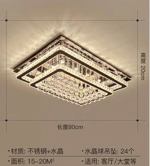 Modern Fancy Crystal LED Flush Mount Ceiling Light Fixture Stepless Dimming for Office Living Room Luces Living Room Decoration