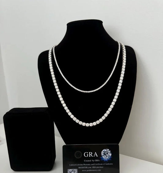 Luxury Men Women Hip Hop Iced Out Fine Jewelry 2MM 3MM 4MM 5MM S925 Silver Vvs Moissanite Tennis Chain Necklace