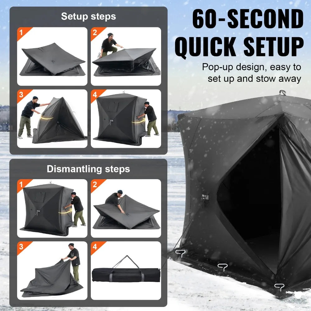Person Ourdoor Portable Ice Shelter Pop-Up Ice Fishing Shanty Tent