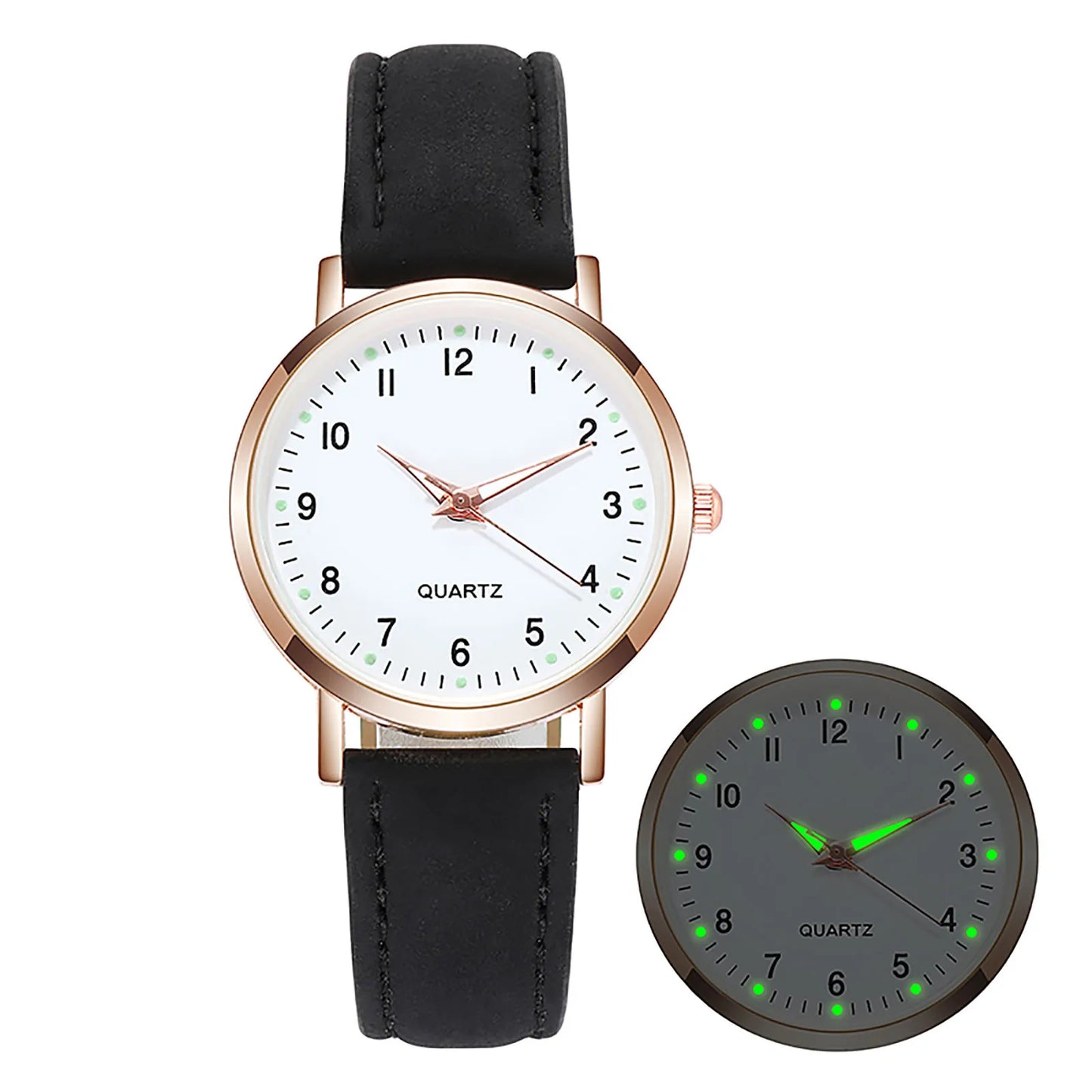 Luminous Watch For Women Fashion Casual Leather Belt Watches Simple Ladies Frosted Round Digital Quartz Wristwatches Reloj Mujer