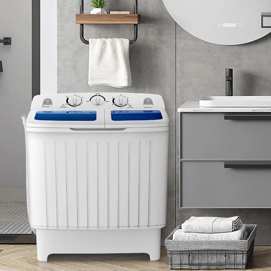 Portable Washing Machine Twin Tub with 20 Lbs Total Capacity Featuring Compact Laundry Washer 12 Lbs and Spinner (8 Lbs) Durabl