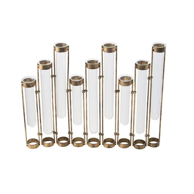 Glass Test Tube Vases Set with Gold Rim Decorative Flower Holders for Home Living Room Table Centerpiece Wedding Party Decor