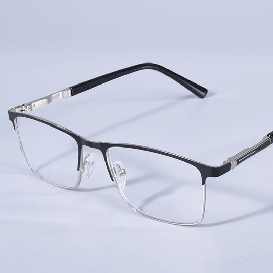 Anti Blue Light Men Reading Glasses Metal Full Frame Business Eyeglasses For Men Square Double Color Reading Eyewear +100+150