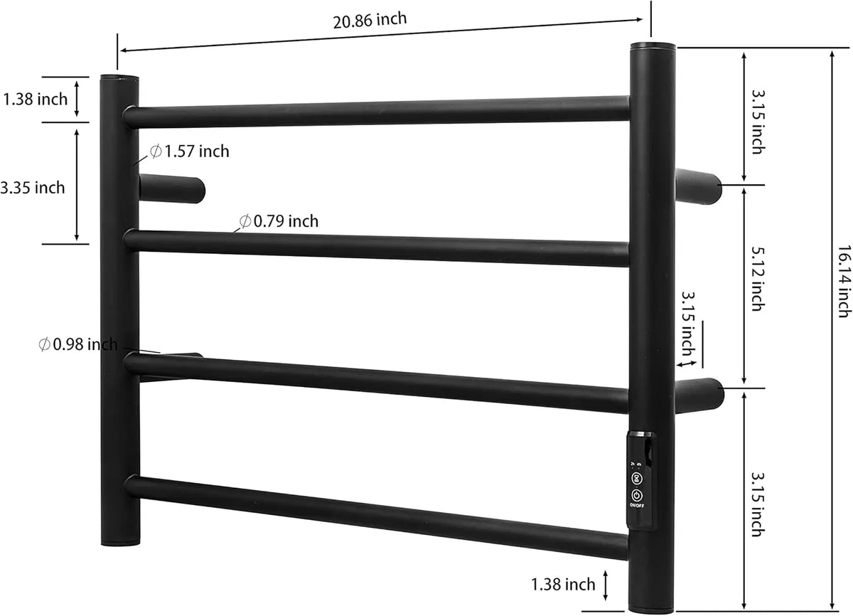 Towel Warmer Wall Mounted with Built-in Timer 4 Bars Electric Stainless Steel Heated Towel Racks for Bathroom, Hot Plug-in B