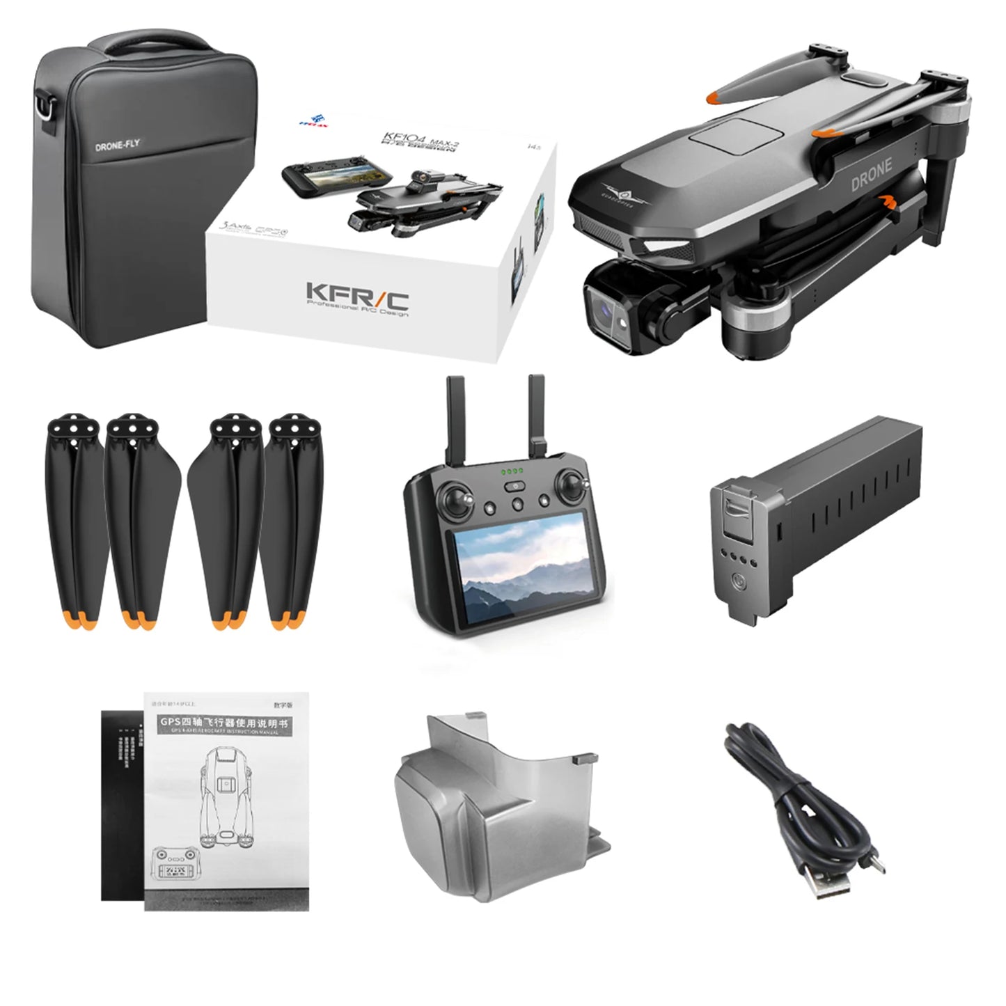 Professional KF104 MAX2 Drone WIFI 360 Obstacle Avoidance Touch Screen FPV Brushless With 4K Camera 3-Axis Gimbal RC Dron