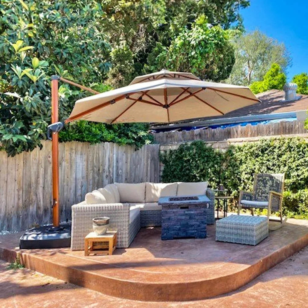 11ft Patio  Outdoor Round Umbrella Large Cantilever Umbrella Windproof Offset Umbrella Heavy Duty , for Garden Deck Pool Patio