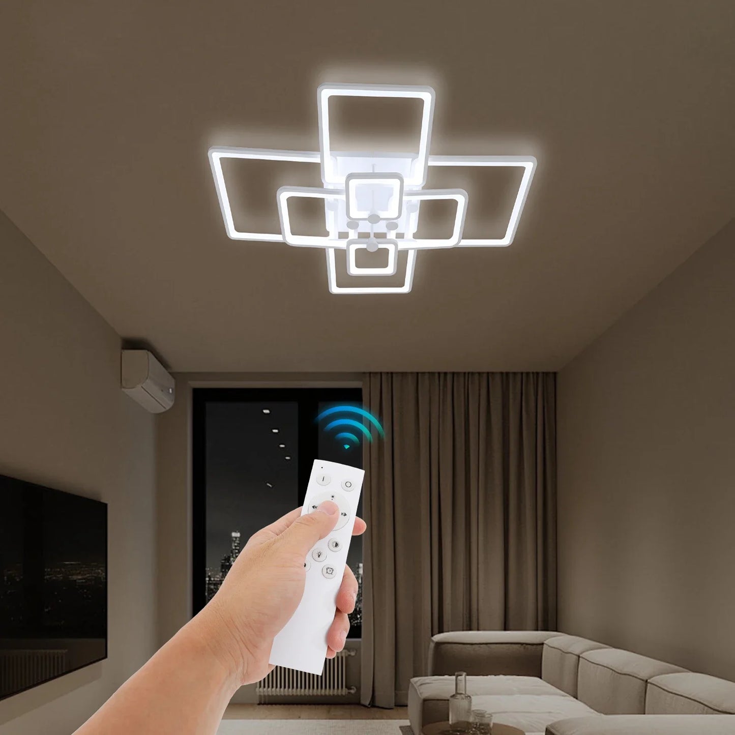 8-Head Ceiling Light, AC100-265V LED Ceiling Light with Remote Control, Dimming Ceiling Light Fixture Indoor