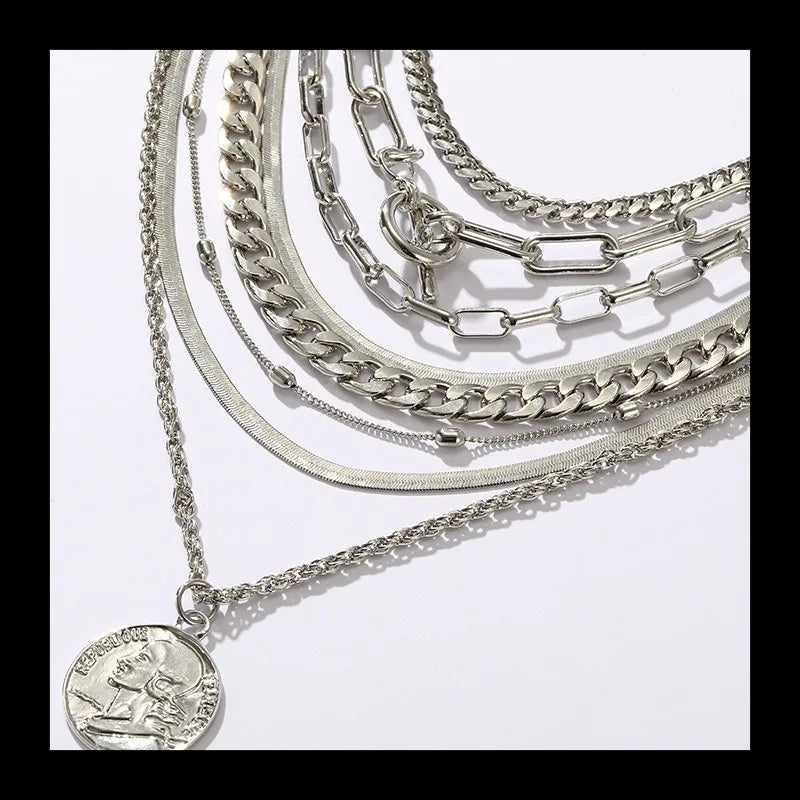 Metal-plated Multi-layer Stacked Tarot Necklace for Ins Style Explosive Items
