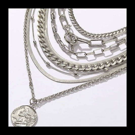 Metal-plated Multi-layer Stacked Tarot Necklace for Ins Style Explosive Items