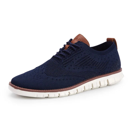 men's Shoes summer  Lace up lightweight British Dress Footwear Fashion hollow breathable knitted mesh Flats Shoes 2023