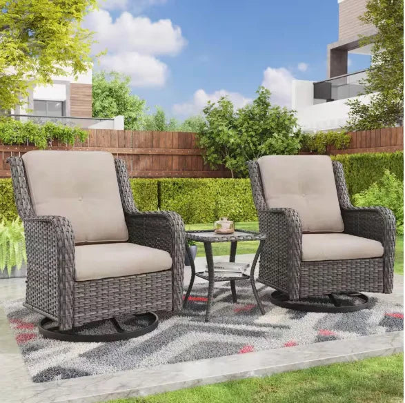 Wicker Patio Conversation Set with Cushions,Modern and chic bistro table set integrate with outdoor/indoor living space