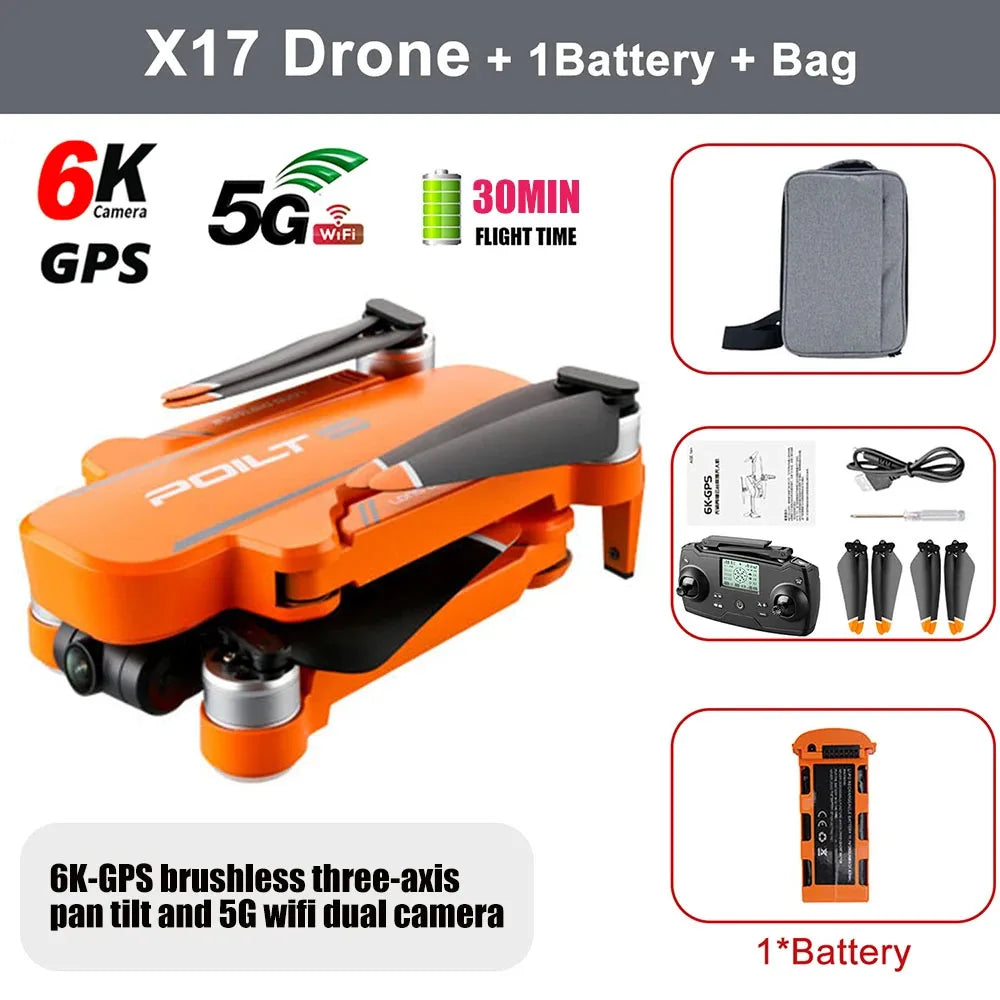 JJRC new X17 8K FPV dual-axis gimbal drone dual camera folding helicopter 5G brushless RC aerial photography aerial vehicle