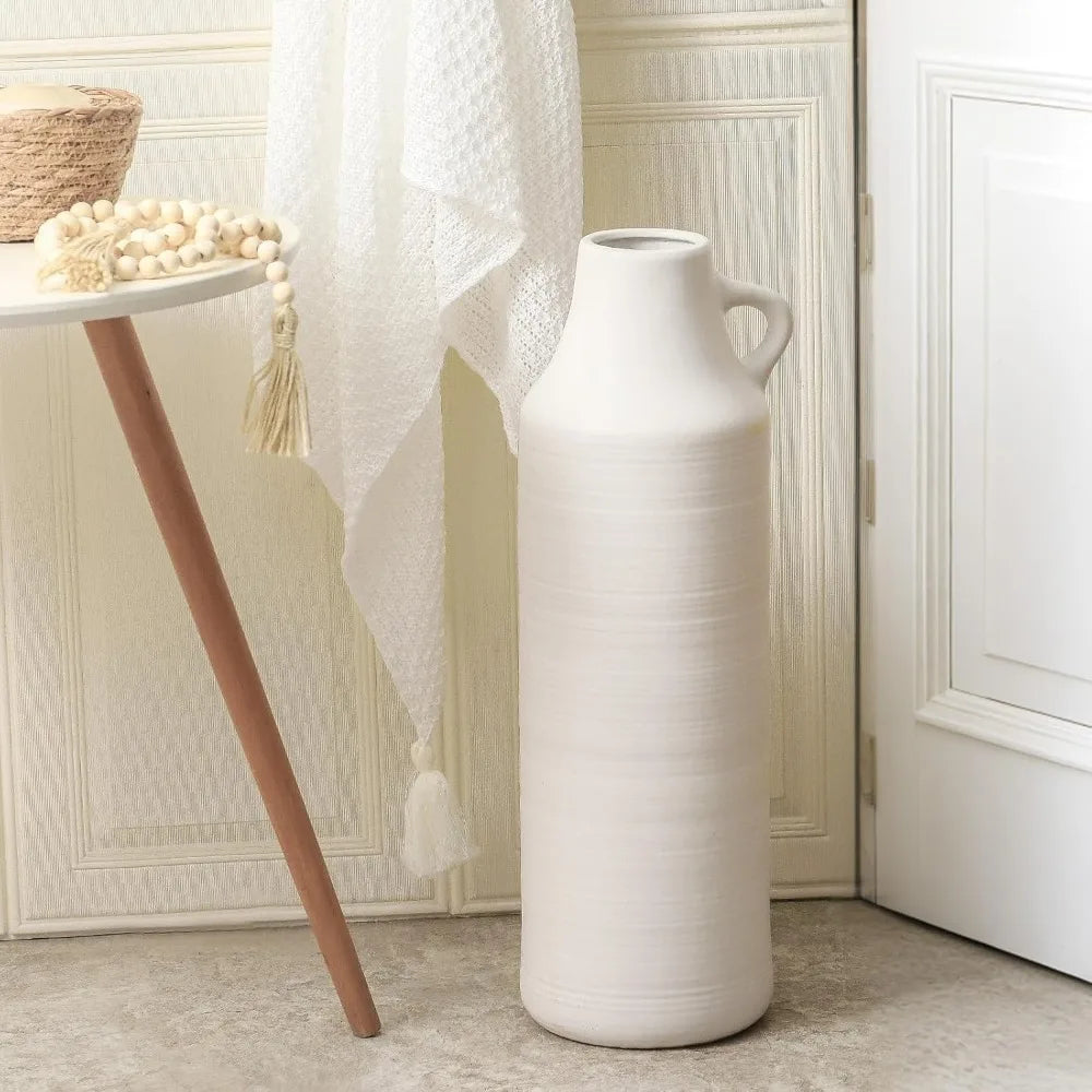 Large Boho Decorative Floor Vase, 22.8 Tall, Modern Ceramic for Pampas Grass, Flower Arrangements