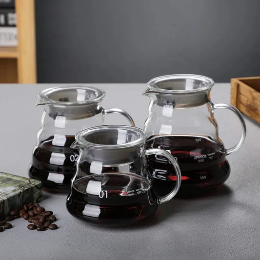 Heat Resistant Coffee Pot 350/500/700ml Coffee Clear Glass Kettle Sharing Pot with Lids Coffee Espresso Maker Accessories