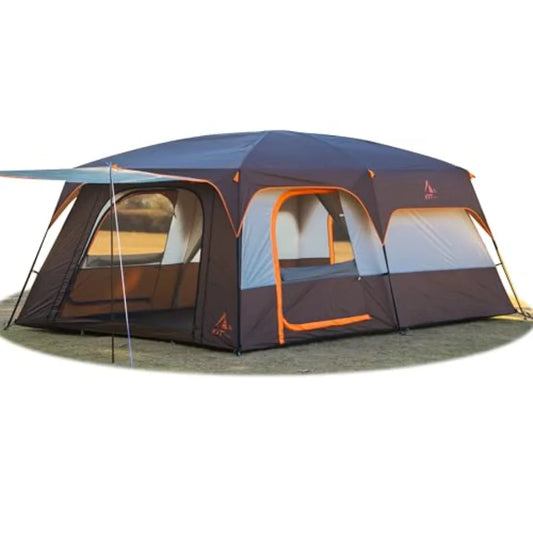 Extra Large Tent for 6101214 People with 2 Rooms 3 Doors and 3 Windows Featuring Mesh Panels Straight Wall Design Waterproof Do