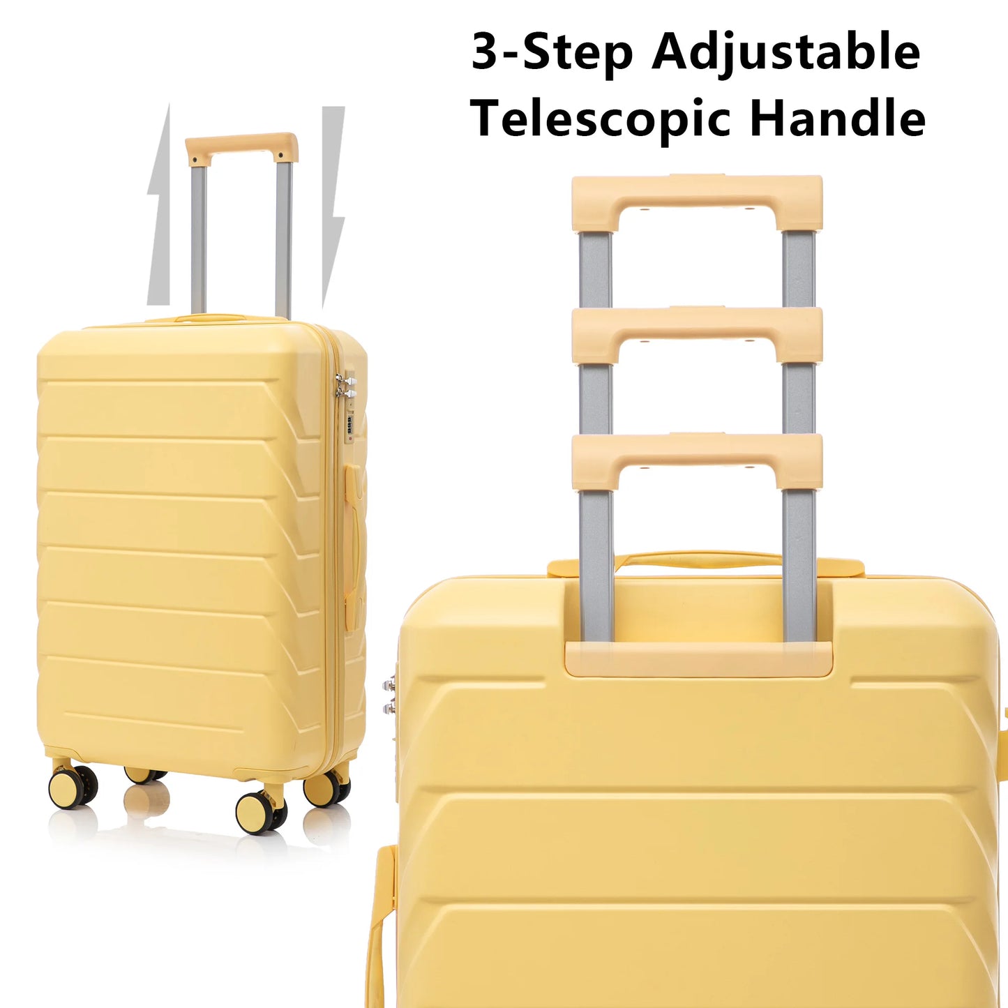 3 in 1 ABS&PC Trolley Box 20in 24in 28in Trolley Box Iron Tie Rod ABSPC Alloy Wine Yellow  luggage travel bag