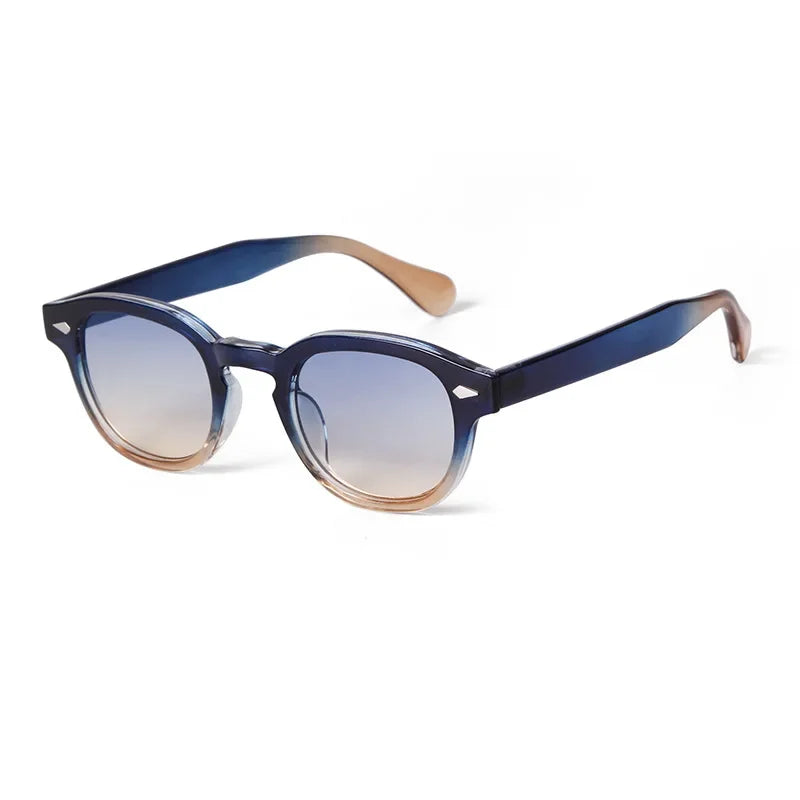 Vintage Fashion Shell Round Sunglasses Women Men 2024 Brand Design Retro Rivet Yellow Blue Lens Square Sun Glasses Female UV400